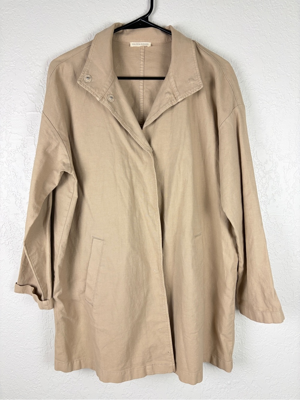 Eileen Fisher Light Beige Trench Coat large